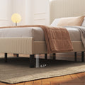 Reinforced metal slat support system for queen platform bed frame – no box spring needed