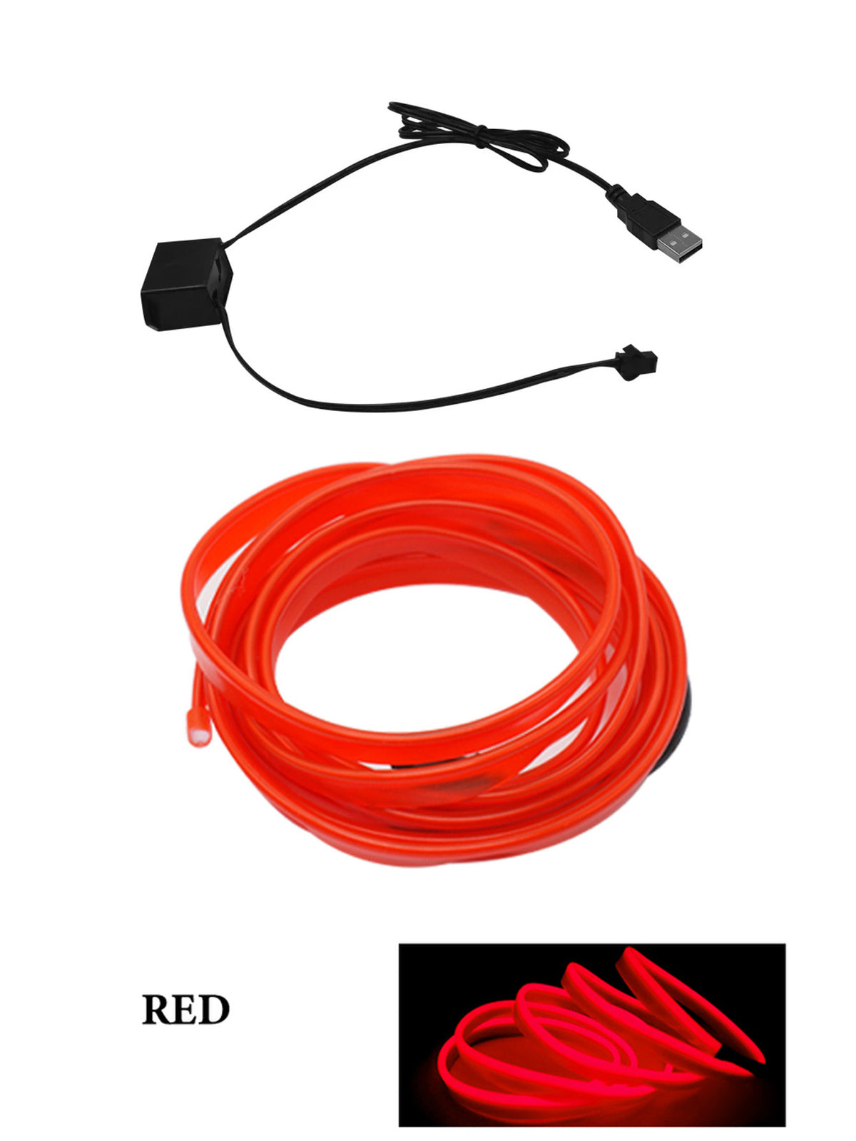 LED car ambient light strip available in 10 colors including blue purple pink ice blue and green