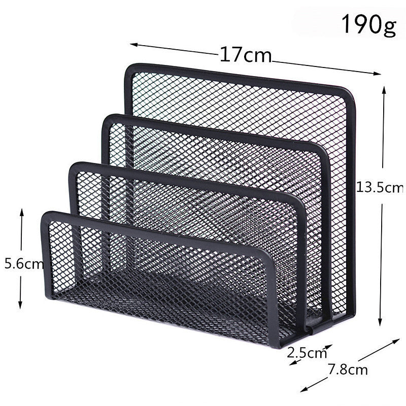 Heavy-duty metal mesh desk organizer showing open shelf design for books files and documents