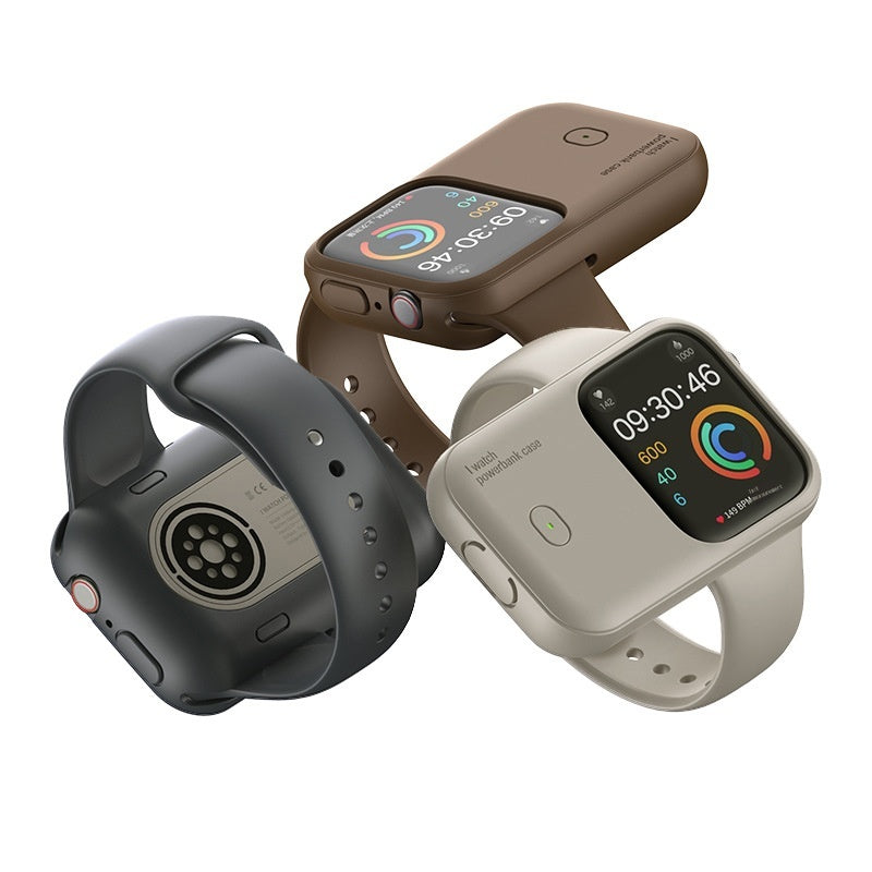 Portable Apple Watch power bank with silicone protective case for travel and daily carry