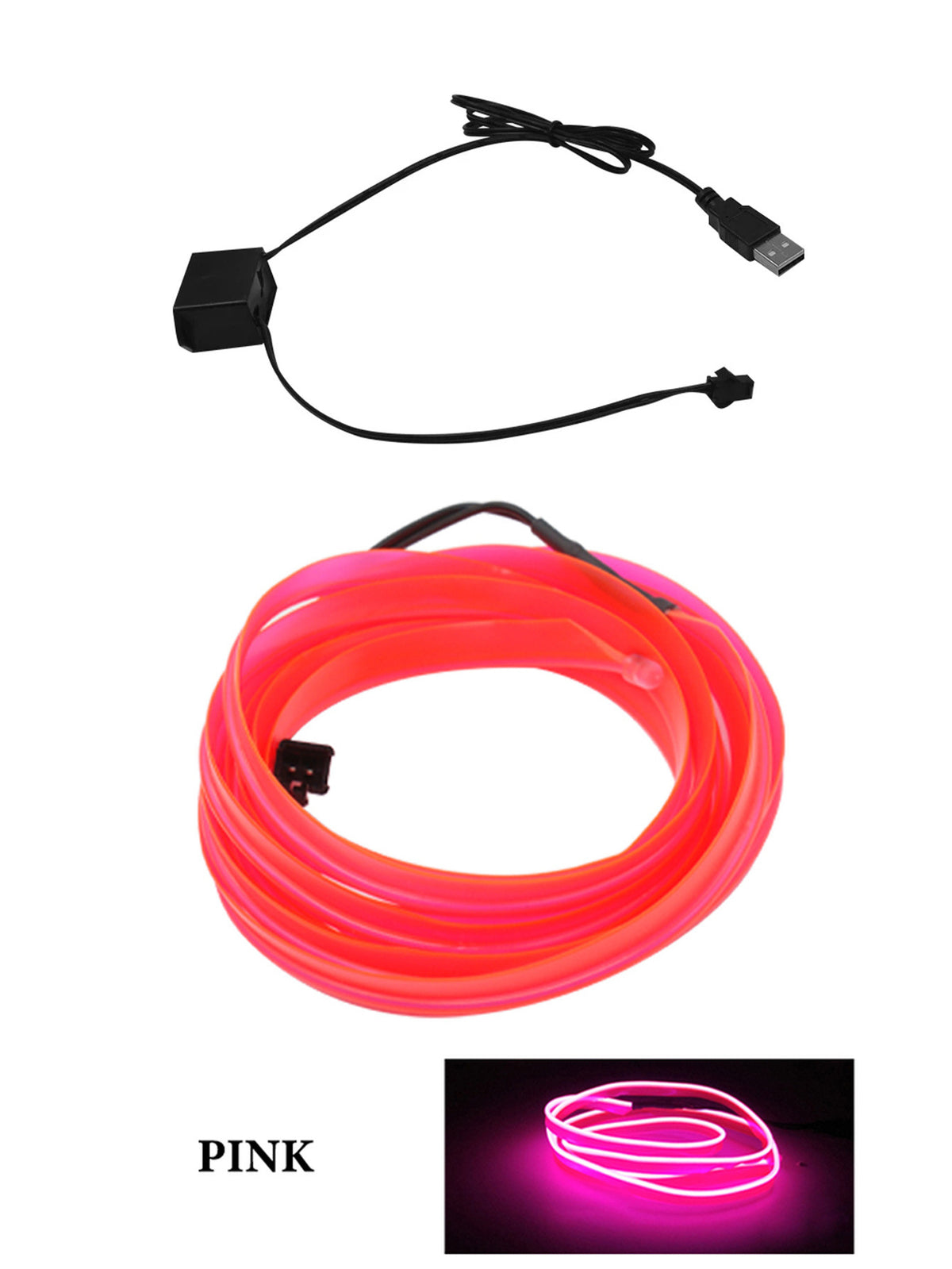 LED EL wire ambient light strip available in 1m 2m 3m and 5m length options for car and home usec