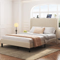 Heavy-duty metal queen platform bed frame with reinforced slat system and no box spring required