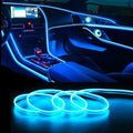 LED ambient light strip installed along car door panel trim for interior accent lighting